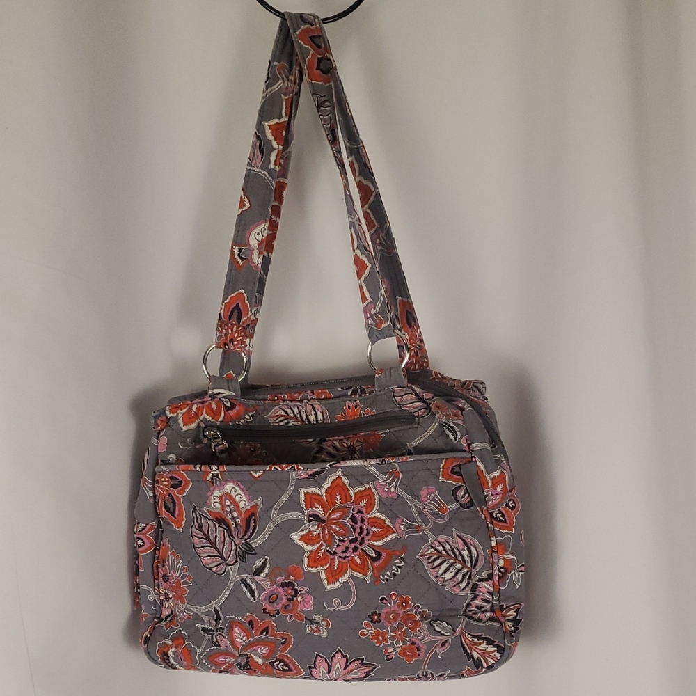 Gray and Pink Floral Shoulder Bags with Bohemian Charm